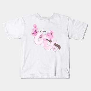 Pink Sakura Viper: White Kids T-Shirt